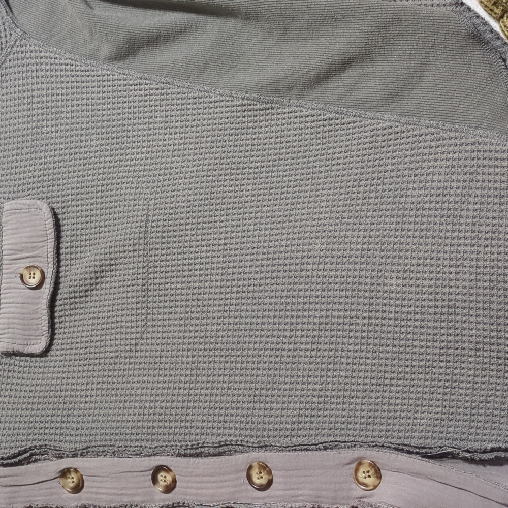 Shop Talulah Oversized Button Down Thermal Stone Washed Gray Shacket - Picture 9 of 11